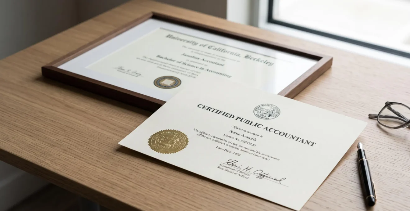 Documents de certification et d'inscription à l'Ordre des Experts-Comptables disposés sur un bureau